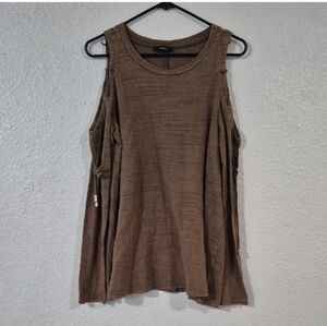 Brown Cold Shoulder Women's Top Size M/L